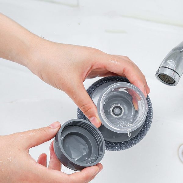 Kitchen Soap Dispensing Palm Brush Cleaner Push-type Brush Kitchen Detergent Tools - Image 3