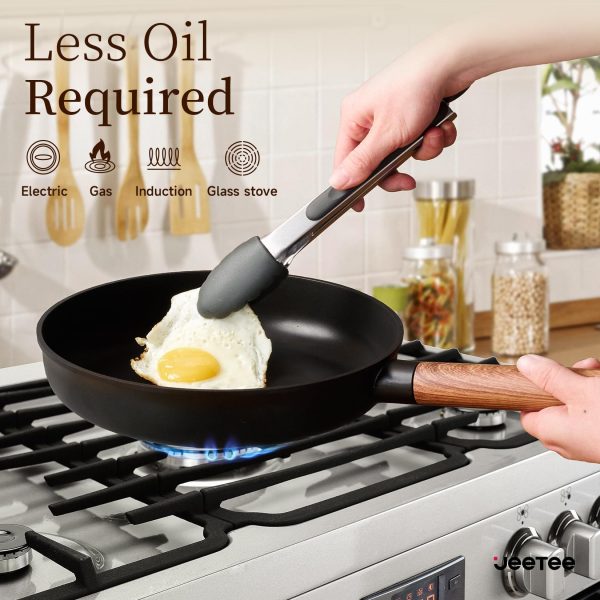 Ceramic Cookware Sets 15 Pcs, Healthy Pots And Pans Set Non Stick, Induction Kitchen Cooking Set With Removable Handles, Stackable Pots Pans, Oven Safe, PFOA,PFOS Free, Black - Image 4
