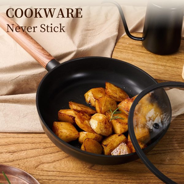 Ceramic Cookware Sets 15 Pcs, Healthy Pots And Pans Set Non Stick, Induction Kitchen Cooking Set With Removable Handles, Stackable Pots Pans, Oven Safe, PFOA,PFOS Free, Black - Image 6
