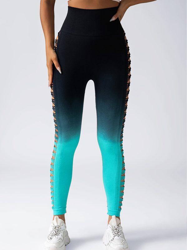 3 Pack Women's Gradient Color Butterfly Hollow High Waist Butt Lifting Long Fitness Pants, Seamless Leggings For Women High Waist Yoga Pants, Scrunch Butt Lifting Elastic Tights - Image 10